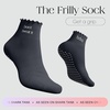 image:imageBala Frilly Pilates Socks for Women NonSlip Cuff Socks  Crew Length Ruffle Slip Resistant Socks with Silicone Dotted Soles for Pilates Yoga Barre Home Workouts amp HospitalCharcoal