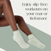 image:imageBala Frilly Pilates Socks for Women NonSlip Cuff Socks  Crew Length Ruffle Slip Resistant Socks with Silicone Dotted Soles for Pilates Yoga Barre Home Workouts amp HospitalSage