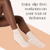 image:imageBala Frilly Pilates Socks for Women NonSlip Cuff Socks  Crew Length Ruffle Slip Resistant Socks with Silicone Dotted Soles for Pilates Yoga Barre Home Workouts amp HospitalSand