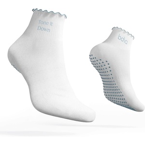 image:imageBala Frilly Pilates Socks for Women NonSlip Cuff Socks  Crew Length Ruffle Slip Resistant Socks with Silicone Dotted Soles for Pilates Yoga Barre Home Workouts amp HospitalSea
