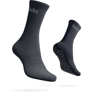 image:imageBala High Pilates Socks for Women NonSlip Classic Crew SocksCharcoal
