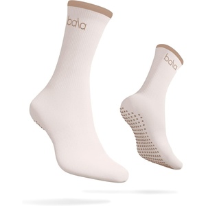image:imageBala High Pilates Socks for Women NonSlip Classic Crew SocksSand